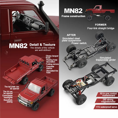 ZWN MN82 1:12 Retro Rc Car With LED Lights Full-scale Simulation LC79 Professional 4WD Remote Control Pickup RC Truck Model Toys-EXPROTAS