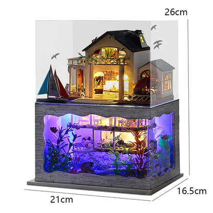 Wooden DIY Mini Dollhouse 3D Puzzle Room Kit with Furniture Birthday Gift - EXPROTAS