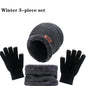Men Women Beanie Winter Hat Scarf Gloves Thick Warm Knit Cap Set