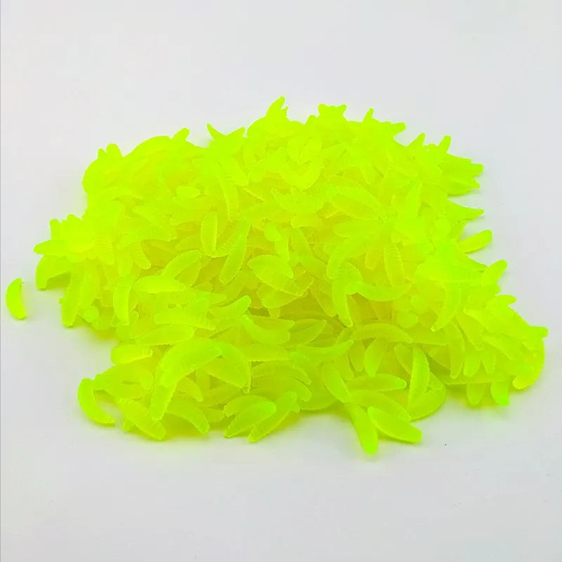 100Pcs Grub Soft Fishing Lures Silicone Worm Bait 2cm 0.3g Artificial