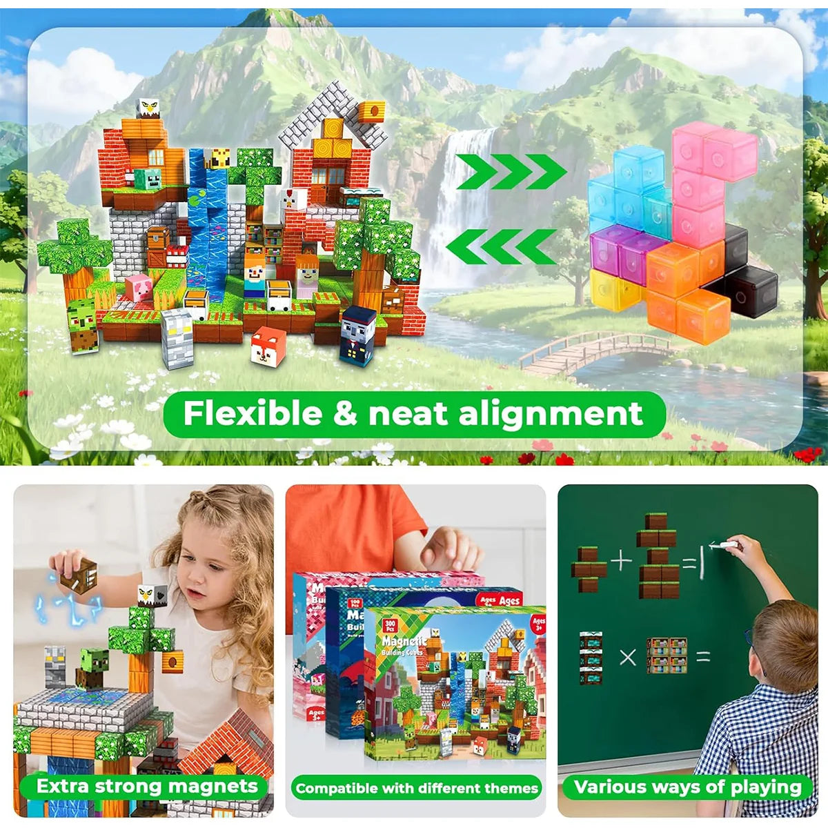 300PCS Magnetic Building Block Toy Educational Kids Construction Set