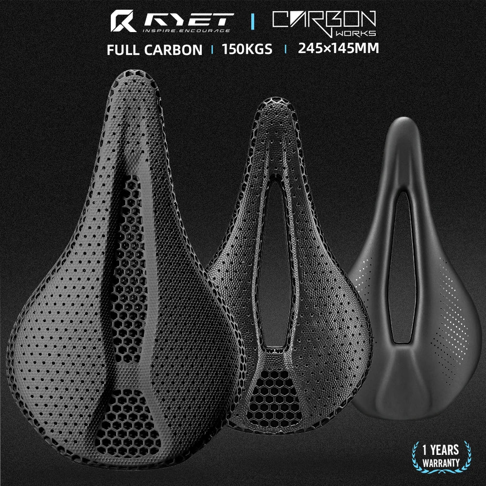 RYET 3D Carbon Saddle | 145/155mm MTB Triathlon Seat Lightweight 130g Oval
