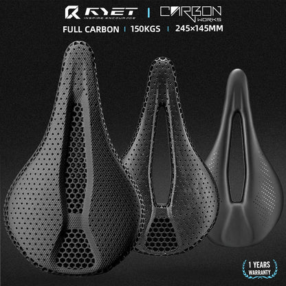 RYET 3D Carbon Saddle | 145/155mm MTB Triathlon Seat Lightweight 130g Oval