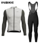 INBIKE Mens Winter Cycling Jersey Bib Tights Set Fleece Road Bike Pockets