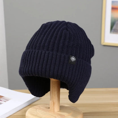 Men's Winter Ear Protection Knitted Hat Warm Peaked Cap Outdoor Beanie