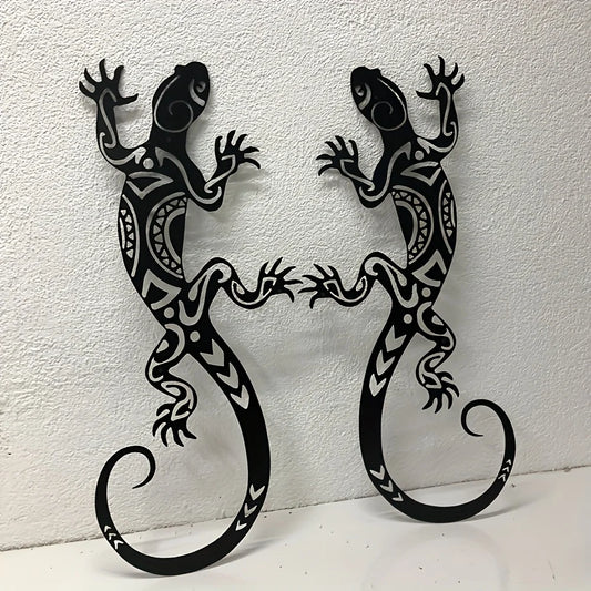 Gecko Wall Decor 2-Piece Iron Garden Decorations for Home Outdoor Fence