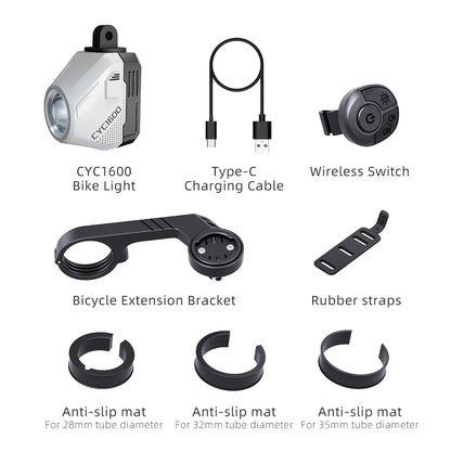 Wireless Remote Bike Headlight 1600 Lumen GoPro Hanging Light Reflector