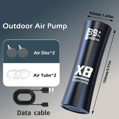 2400mAh USB Aquarium Fish Tank Oxygen Pump Portable Rechargeable Aerator