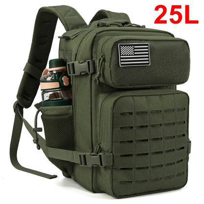 QT&QY 25L/45L Tactical Backpack for Men and Women Outdoor Survival Bug Out Bag Small School Rucksack Hking with Bottle Holder-EXPROTAS