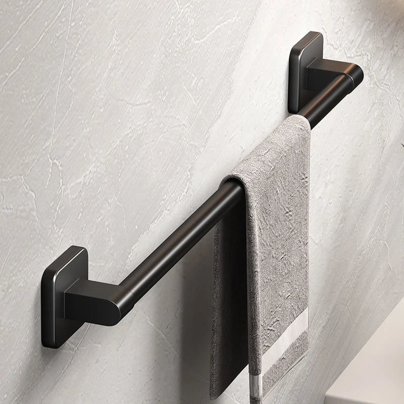 Self-Adhesive Bathroom Towel Rack No-Drill White Black Towel Bar Rail