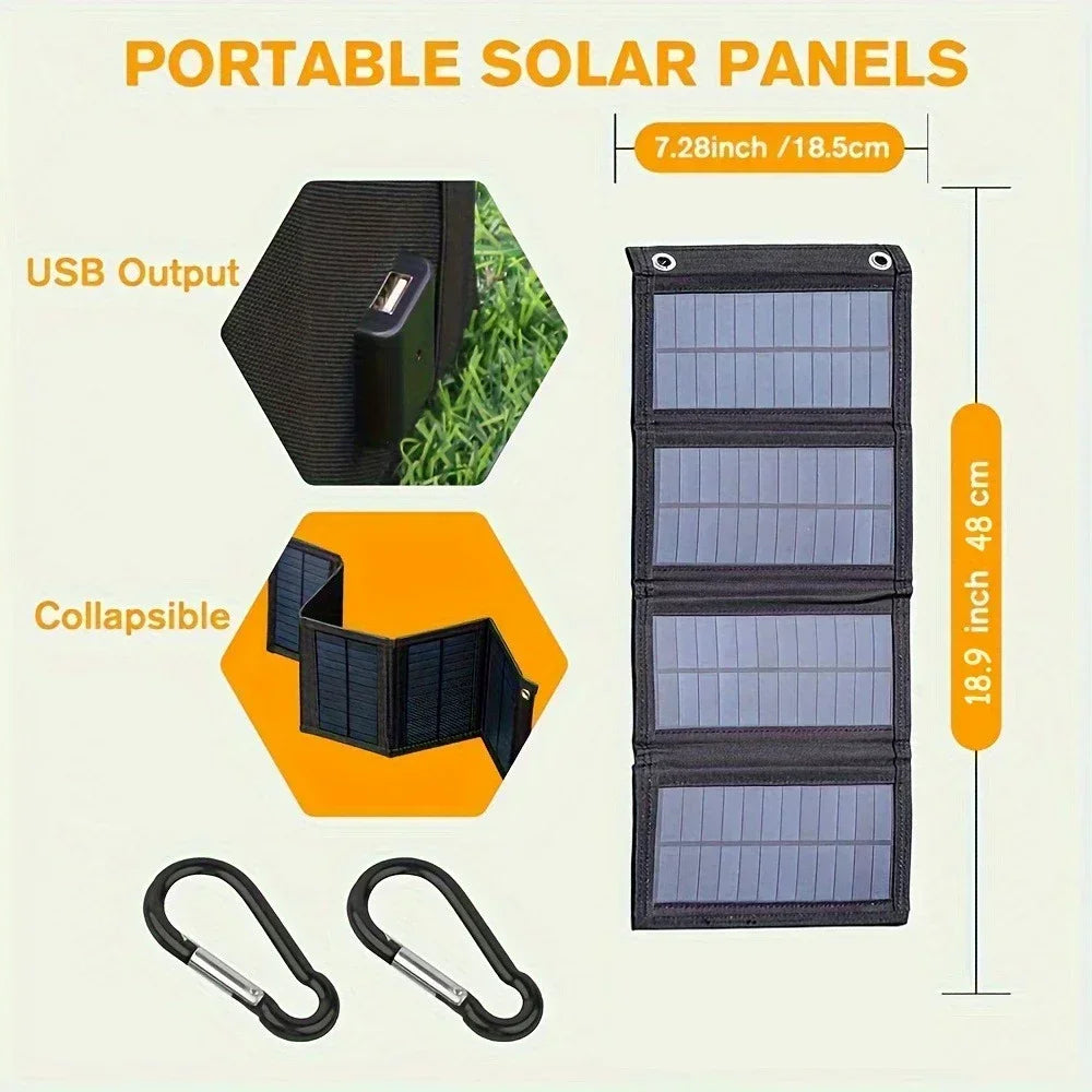 12V Phone USB Charger Solar Panel Portable Outdoor Camping Power Bank