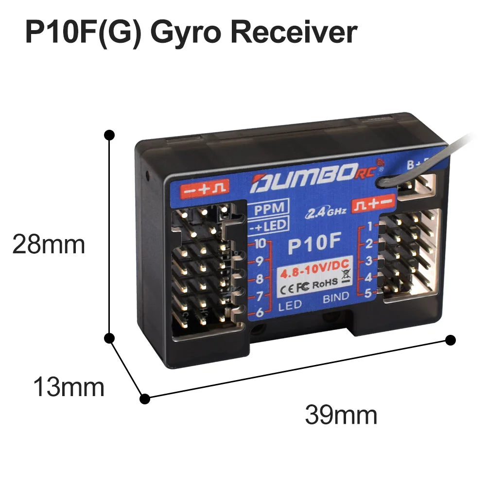 Dumborc 2.4GHz Receiver for RC Car Boat with Gyro P6DC P6F P4FM P10F