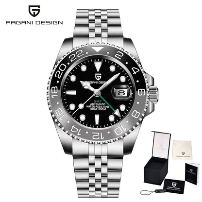 PAGANI Design PD-1662 Men’s Automatic Watch Stainless Steel Ceramic Bezel Waterproof