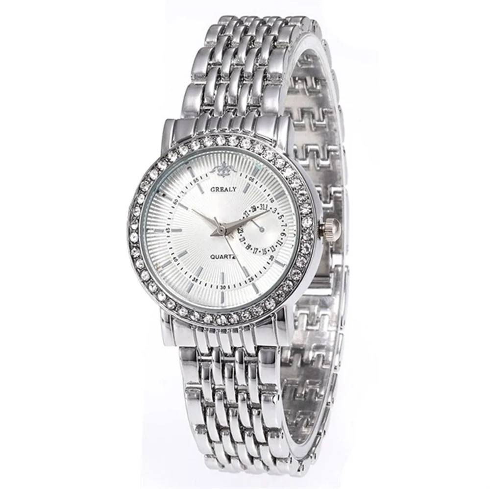 Two Tone Ladies Watch Elegant Gold Silver Band Quartz Wristwatch
