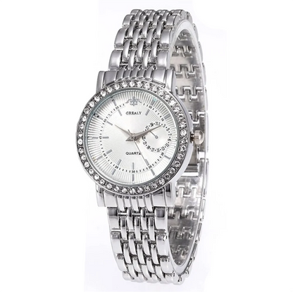Two Tone Ladies Watch Elegant Gold Silver Band Quartz Wristwatch