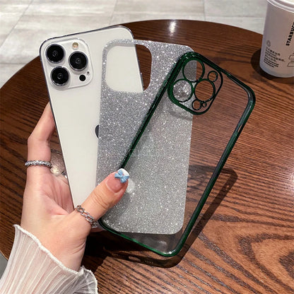 Square Glitter Plating Case for iPhone 11-16 Pro Max Mini XR XS Clear Cover