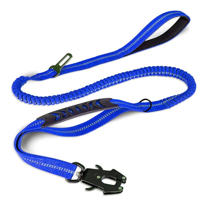 Heavy Duty Reflective Bungee Dog Leash with Car Seatbelt for Large Dogs