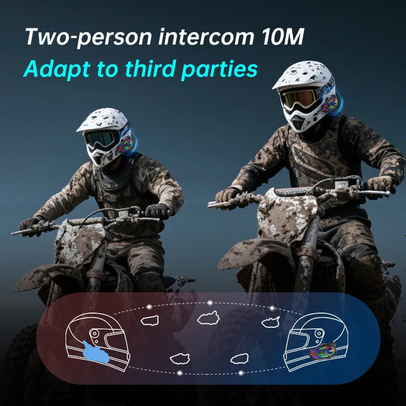 Y10 Max Motorcycle Helmet Bluetooth 6.0 Intercom Headset CVC DSP Noise Reduction