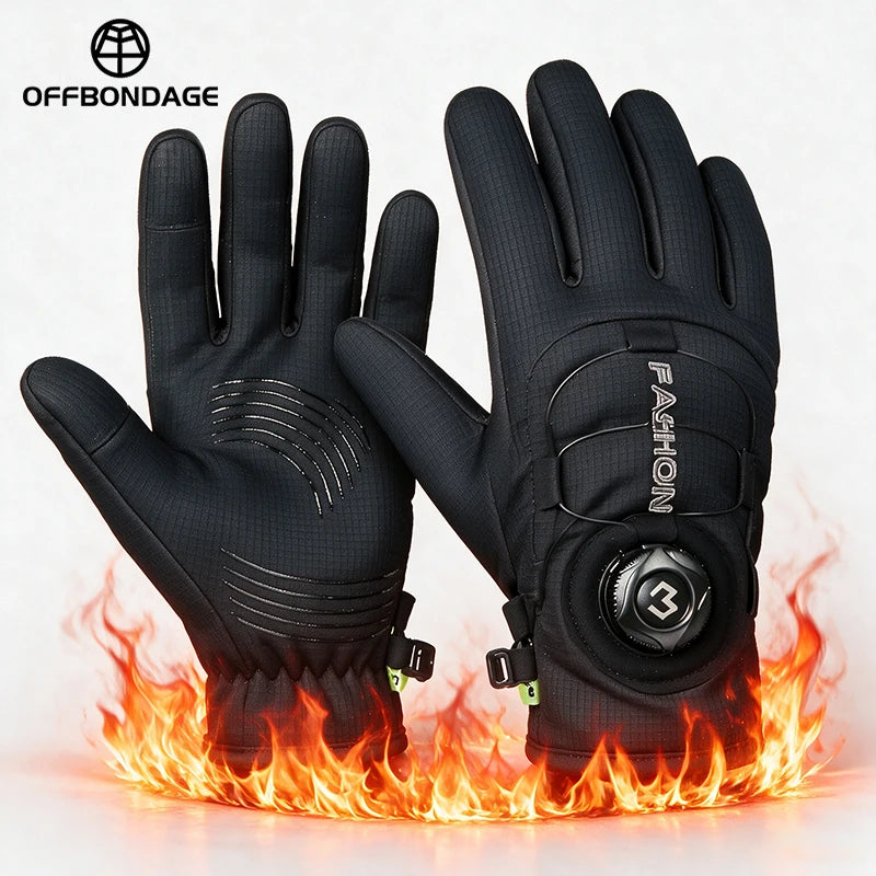 Anti-slip Motorcycle Gloves Waterproof Adjustable Fleece Lined Winter Gear