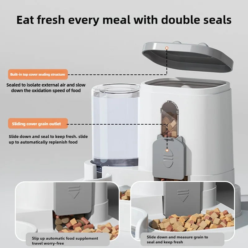 Automatic Cat Bowl Feeder Water Dispenser for Small Medium Large Pets