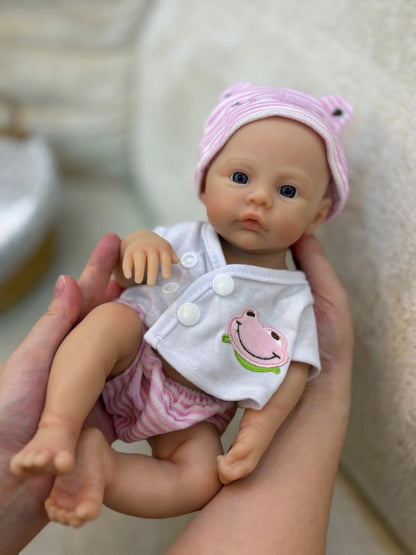 13 Inch Silicone Reborn Baby Girl Doll Open Mouth Waterproof 2 Outfits Painted