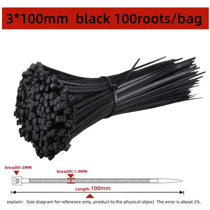 100Pcs Nylon Cable Ties Self-locking Fastening Straps for Home Office