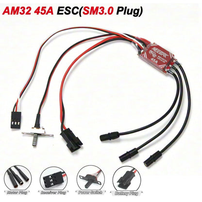 For 1/12 RC Brushless Motor 2600KV 3500KV 45A ESC Waterproof Outrunner Parts