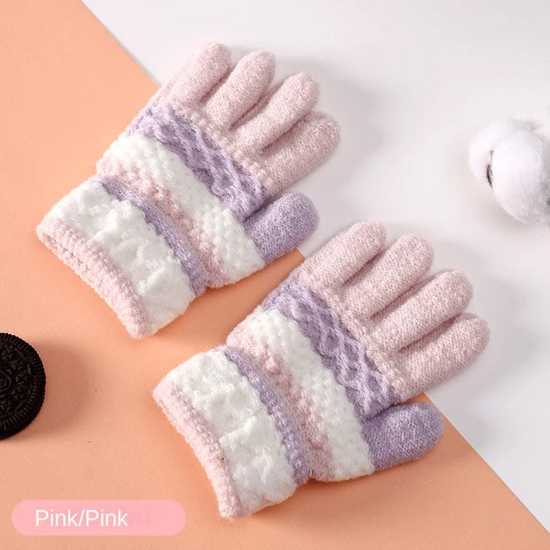 Warm Gloves Kids Boys Girls Winter Mittens Stretch Magic Gloves 3-8 Years