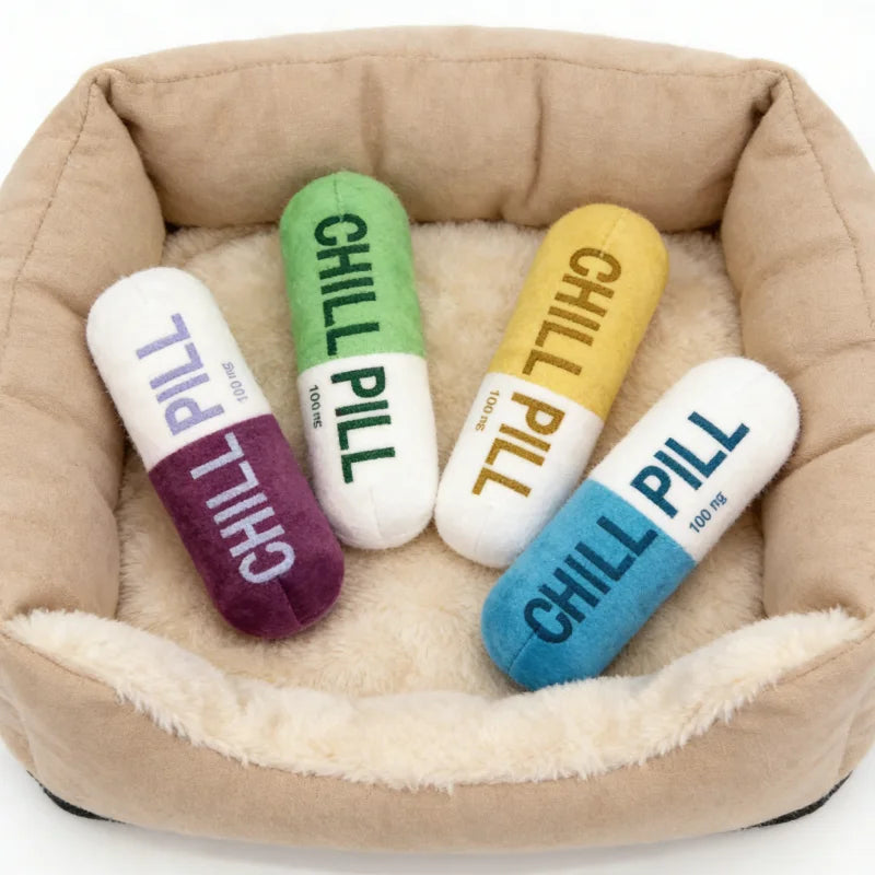 Pet Pill Indestructible Plush Dog Chew Toy with Squeaker for Play