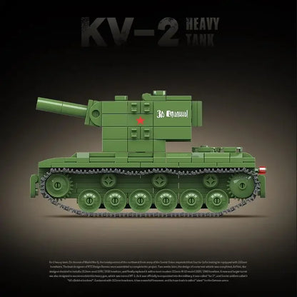 WW2 Soviet KV-2 Heavy Tank Building Blocks Military Brick Model Educational Toy Gift