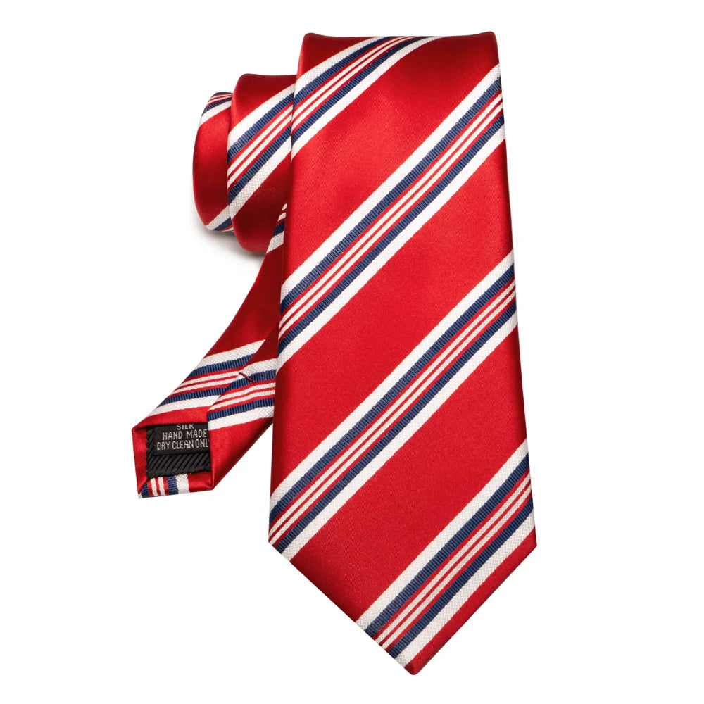 Mens Striped Neck Tie Red Formal Ties for Wedding Party Occasions