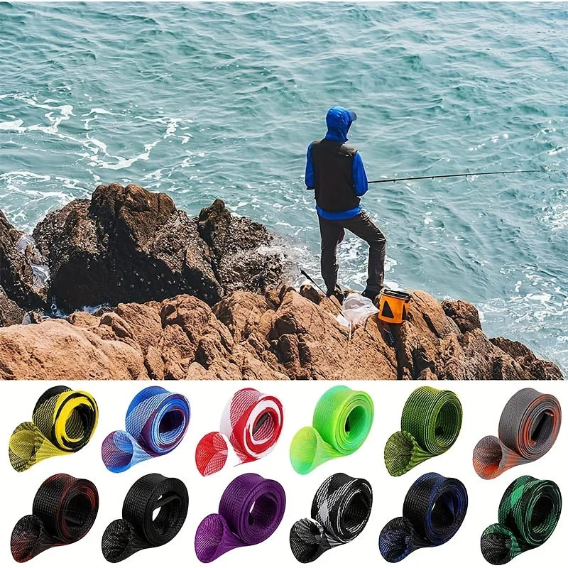 12Pcs Rod Sock Mesh Fishing Sleeve Covers Flat Pointed End Pole Protector
