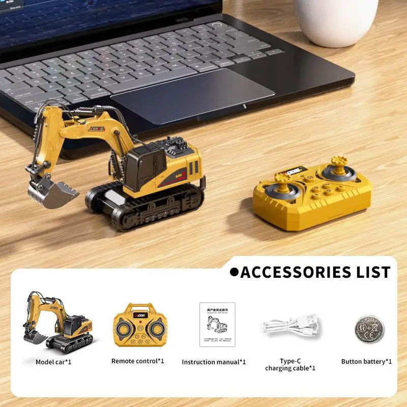 Mini Remote Excavator 1/64 Scale RC Control Model Toy for Boys Adults