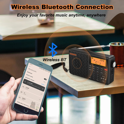 Xhdata Portable Radio Bluetooth AM/FM Digital Receiver TF Card Support