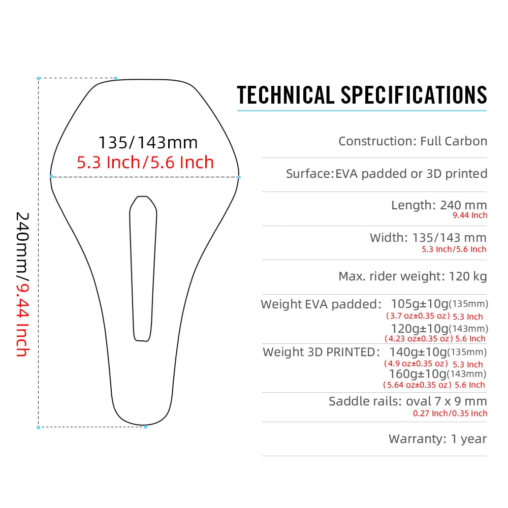 RYET 3D Printed Bicycle Saddle Ultralight Carbon saddle 135/143mm 105g Bike Saddle for MTB Gravel Road Bike Seat bicycle parts-EXPROTAS