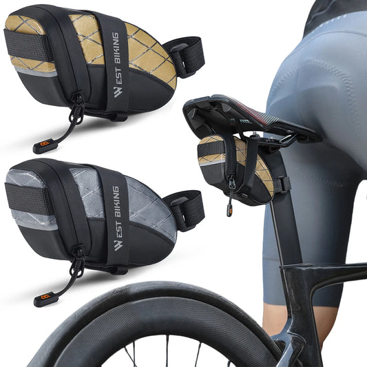 Bike Seat Bag Waterproof Bicycle Saddle Bag Under Seat Reflective Bicycle Under Seat Pouch for Mountain MTB Road Foldable Bikes-EXPROTAS