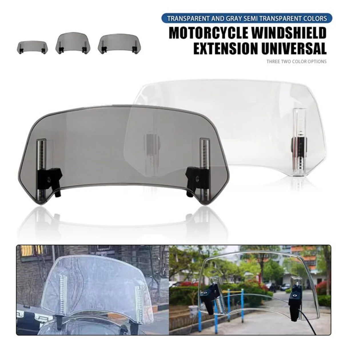 Adjustable Windshield Extension Spoiler Clamp On Motorcycle Windscreen Deflector
