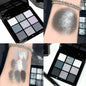Grey Silver Glitter Eyeshadow Palette 9 Shades Smoky Black Swan Matte