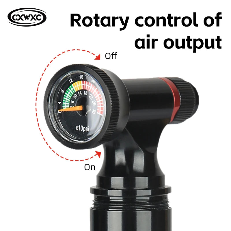 130PSI Mini Bike Pump CXWXC CO2 Tyre Inflator MTB Road Bicycle Alloy