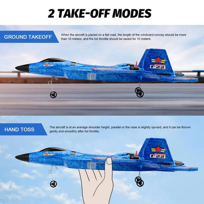 F22 Raptor RC Plane 2.4G 2CH Remote Control Flying Glider With LED Lights EPP Foam Airplane Toys For Children Gifts-EXPROTAS