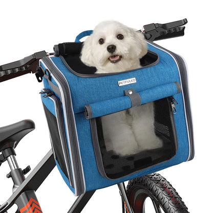 Dog Cat Bike Basket Expandable Pet Carrier Backpack 4-Door Foldable Bike Carrier