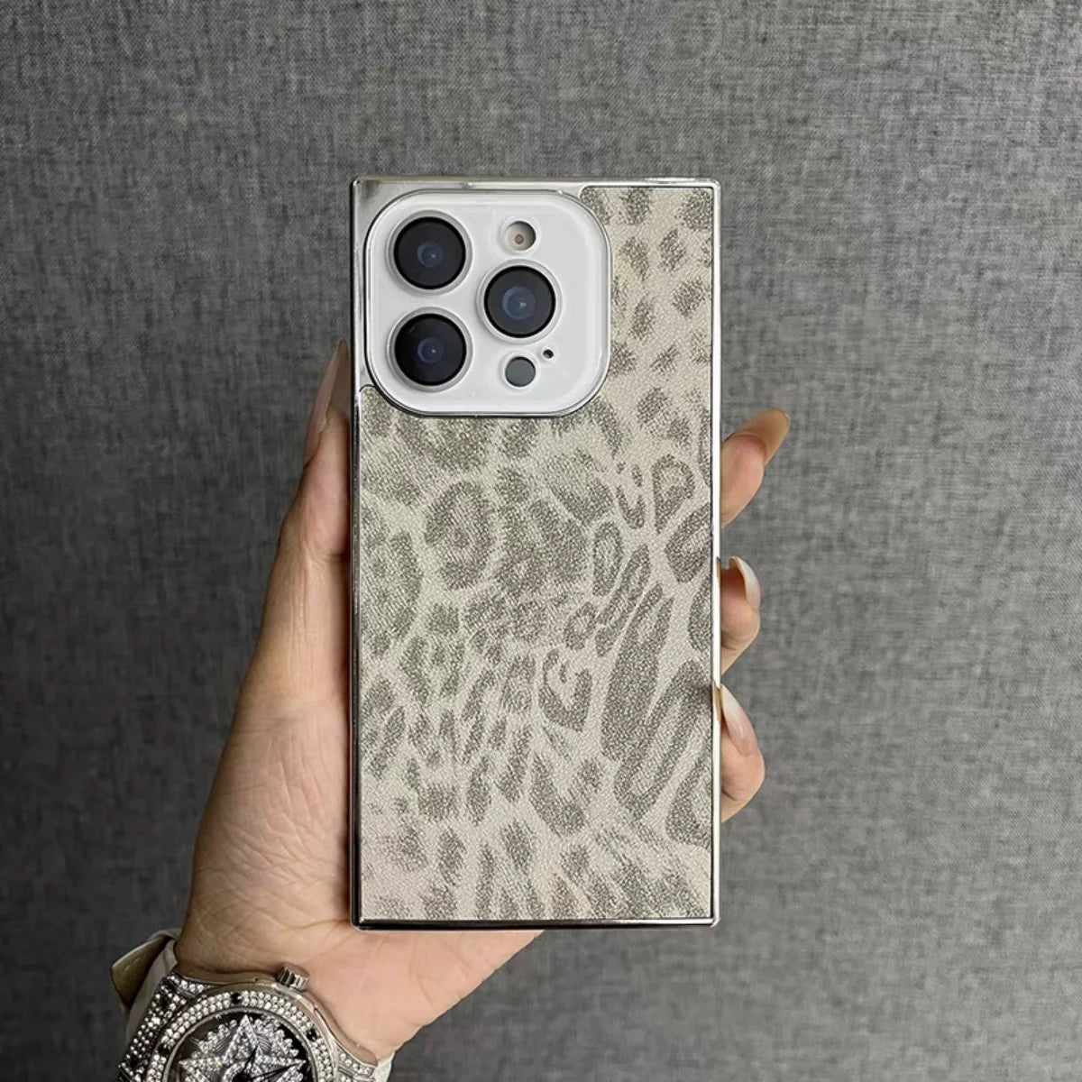 Leopard Pattern Matte Armour Case for iPhone 13-17 Air Pro Max Lens Cover