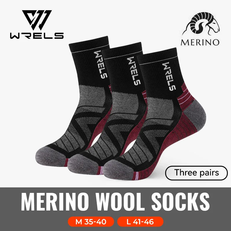 3 Pairs Merino Wool Socks Thermal Thick Hiking Socks for Men & Women