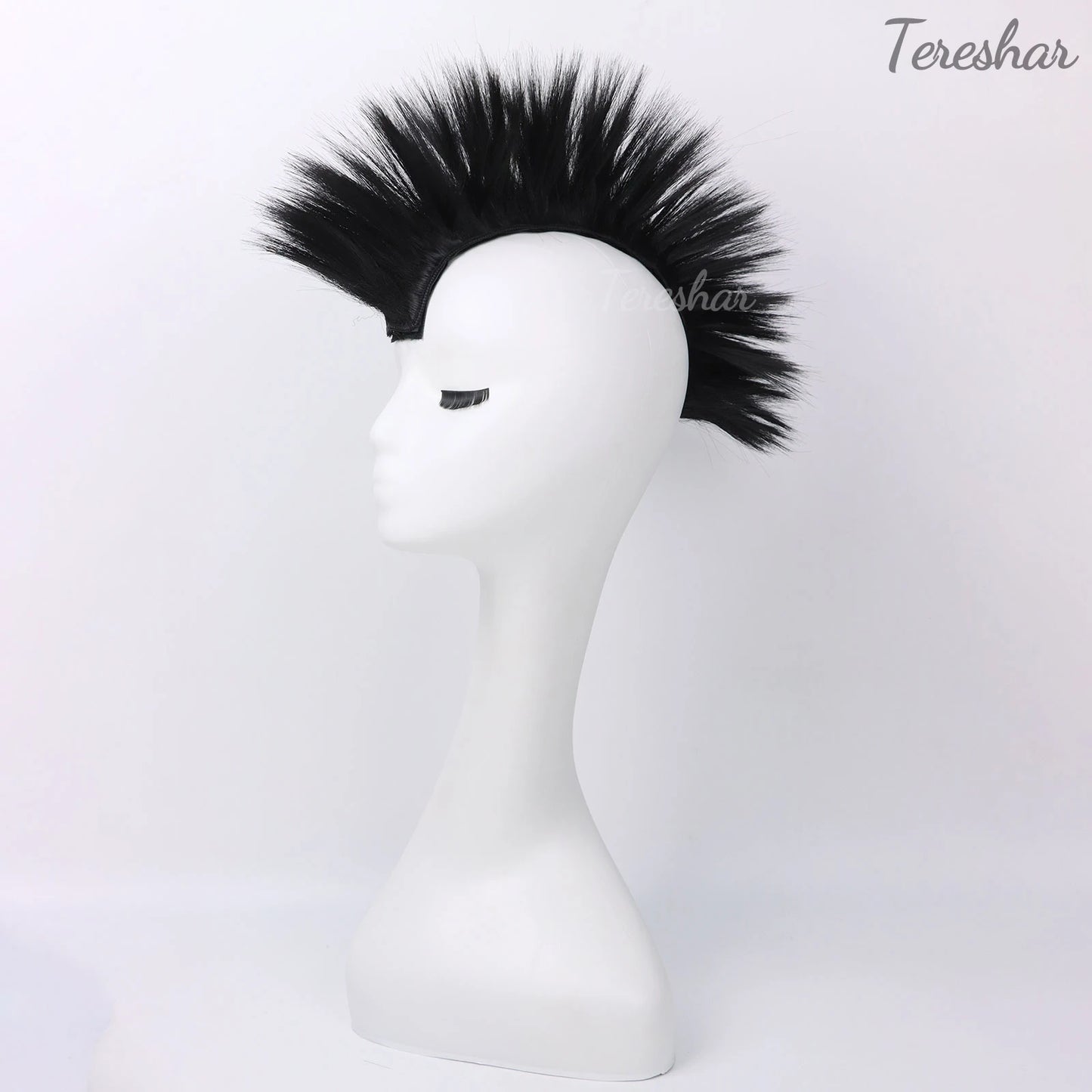 Helmet Mohawk Hair Patches Skinhead Adhesive Wig for Motorcycle Costume