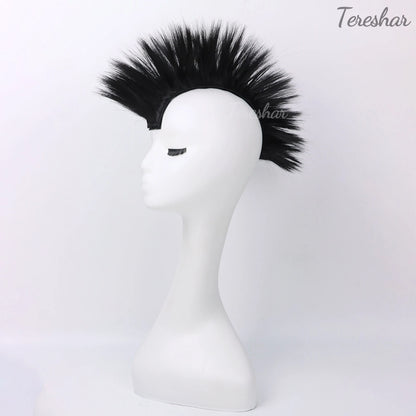 Helmet Mohawk Hair Patches Skinhead Adhesive Wig for Motorcycle Costume