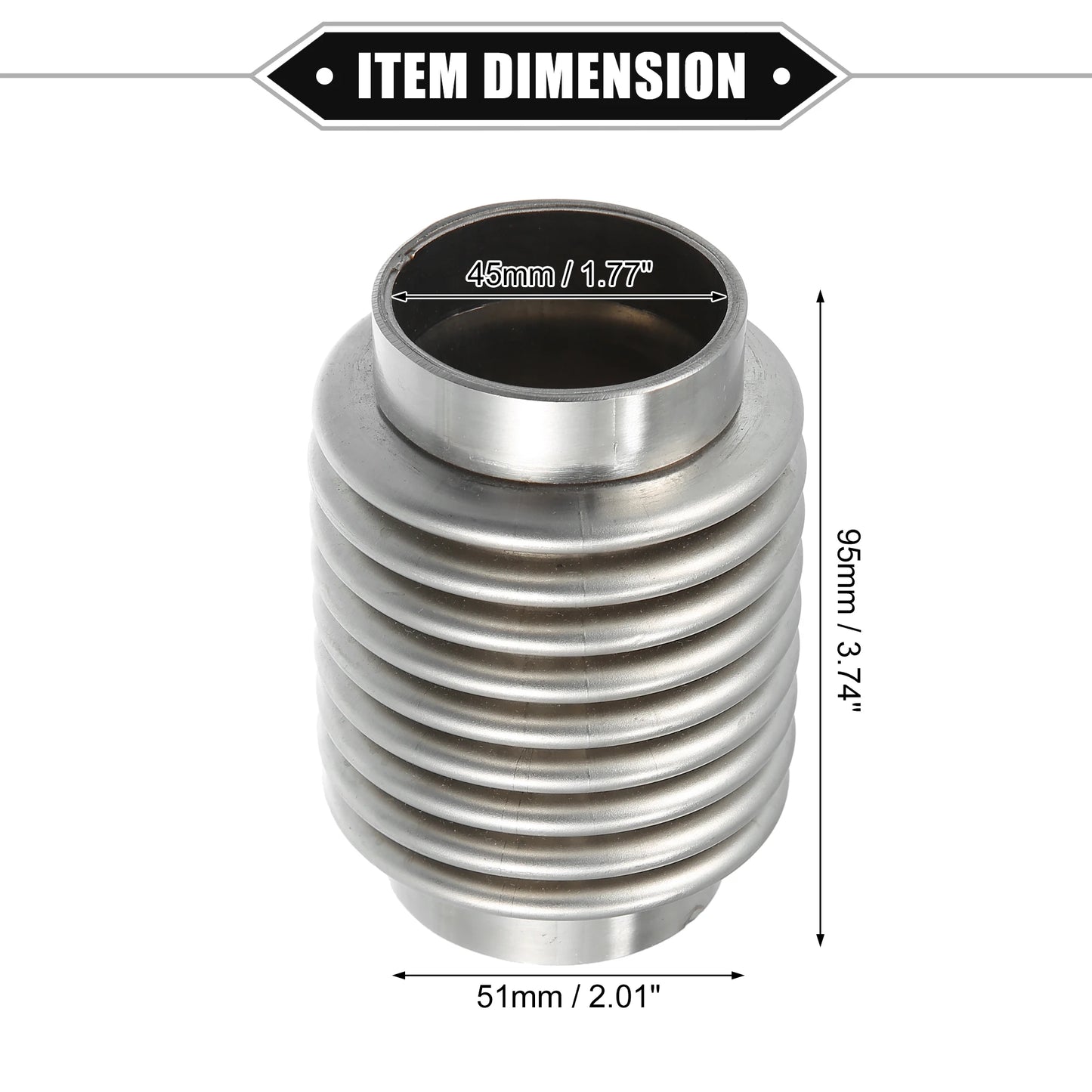 UXCELL Exhaust Flex Pipe | 38/45/50/60mm Bellows Connector Stainless Universal