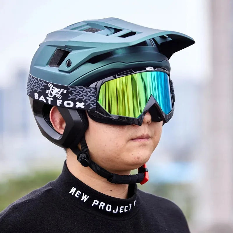 BATFOX New 3/4 Bicycle Helmet Mtb Half Helmet Mountain Bike Race Integrated Ear Protection Off-Road Cycling Helmet BMX Armor-EXPROTAS