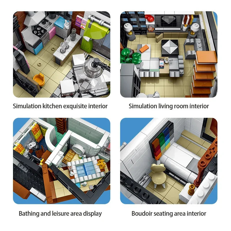 MOC-87366 Creative Modern Villa Modular City Architecture Building Block Bricks Model Street View Sets Kid Toy for Children Gift-EXPROTAS