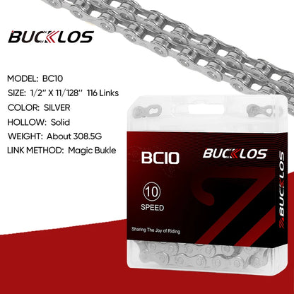 BUCKLOS 8-12 Speed Bike Chain MTB Road Bicycle Chain 116L Shimano SRAM