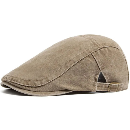 Men's Flat Cap Newsboy Gatsby Retro Driving Hat Washed Denim Outdoor